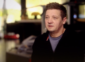 Jeremy Renner talking with Diane Sawyer