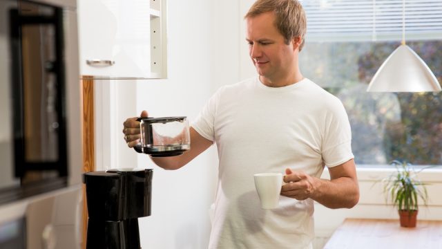 Man drinking coffee in the morning