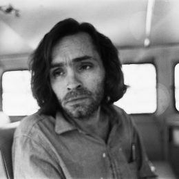 Charles Manson in a police van in 1970