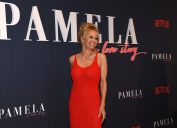 Pamela Anderson at the premiere of "Pamela, a love story" in January 2023