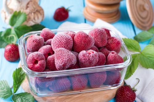 frozen strawberries in bowl