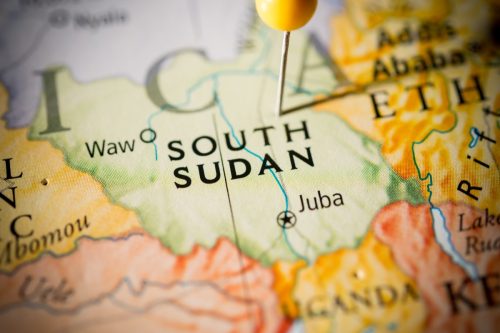 south sudan outlined on map