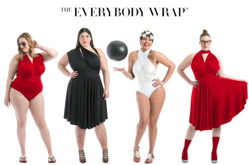 Models wearing the Everybody Wrap swimsuit and dress