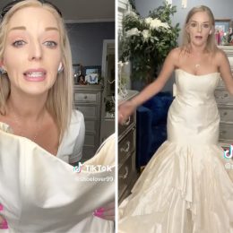 Woman Giving Away Dream Wedding Dress