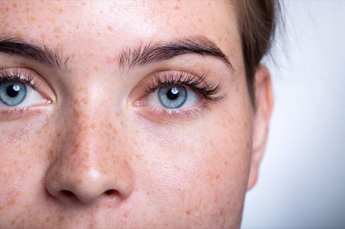 Close up of Woman with Blue Eyes