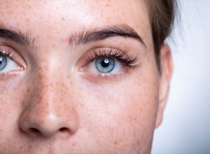 Close up of Woman with Blue Eyes