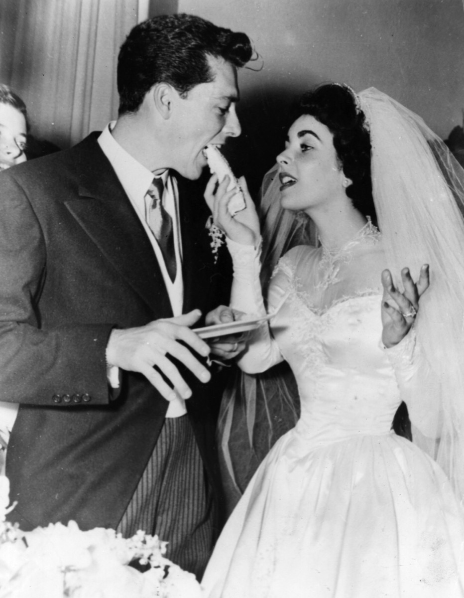Conrad Hilton and Elizabeth Taylor on their wedding day in 1950