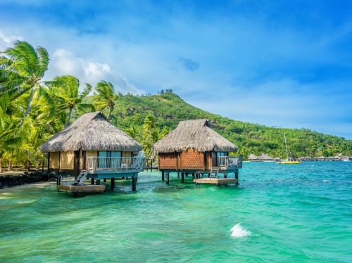 Two over-water bungalows in Bora Bora, Tahiti
