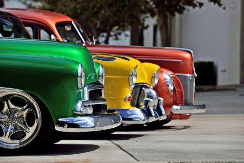 row of colorful, luxury cars