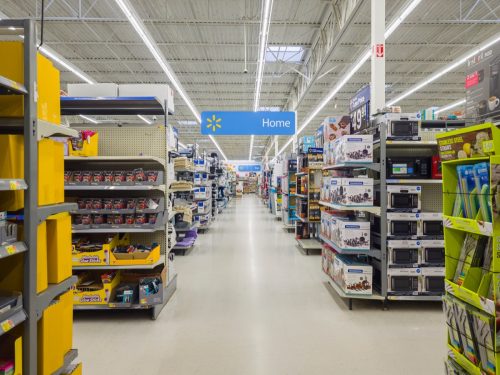 Wide View of the Home Department inside Walmart Supercenter.