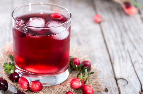 Cranberry Juice in a glass with fresh fruits