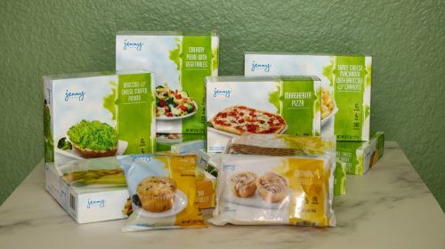 View of various Jenny Craig prepackaged meals.