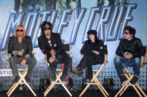 Mötley Crüe at a press conference in 2012