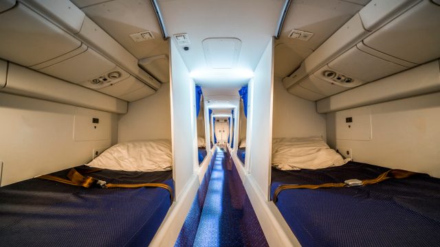 Two beds on a commercial airliner