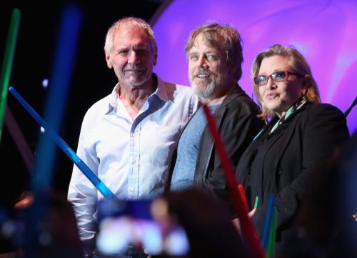 Harrison Ford, Mark Hamill, and Carrie Fisher at 2015 Comic-Con