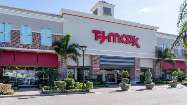 Outside of a T.J. Maxx store in Sarasota, Florida on a sunny day