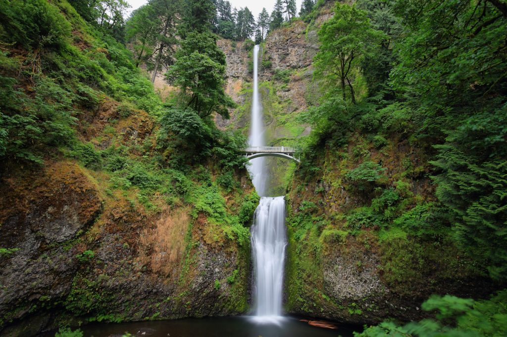 Multnomah Falls Waterfall in Oregon. 