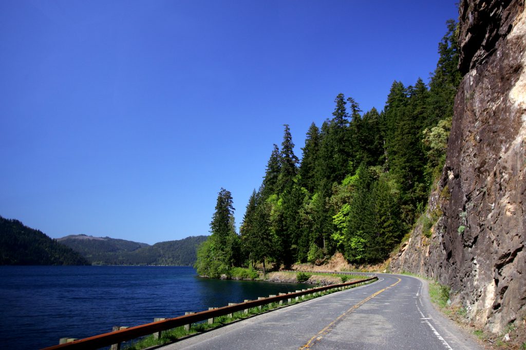 Highway 101 along the Olympic Peninsula in Washington.