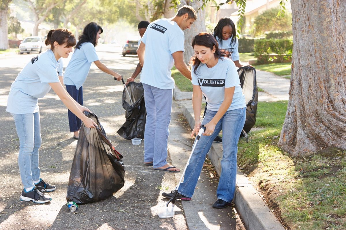 People Picking up Trash