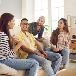 Small Group of Friends Having a House Party