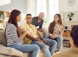 Small Group of Friends Having a House Party