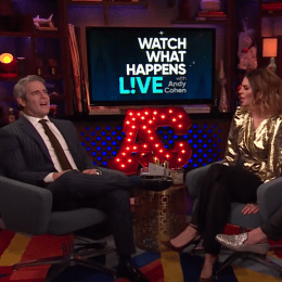 Andy Cohen and Lisa Rinna on "Watch What Happens Live" in 2019