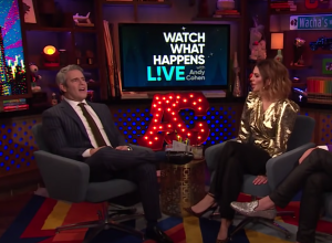 Andy Cohen and Lisa Rinna on "Watch What Happens Live" in 2019