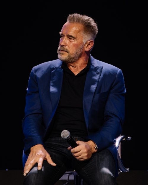 Arnold Schwarzenegger at a business forum in Kyiv in 2018