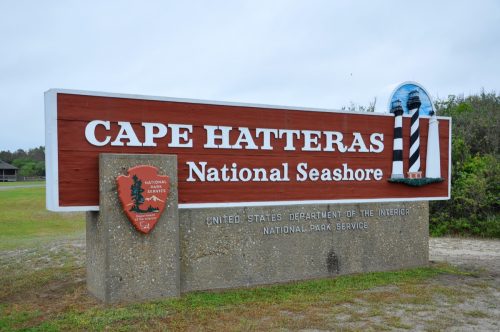 Sign of Cape Hatteras National Seashore in North Carolina, USA.