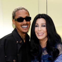 Alexander Edwards and Cher at the Versace FW23 Show in March 2023