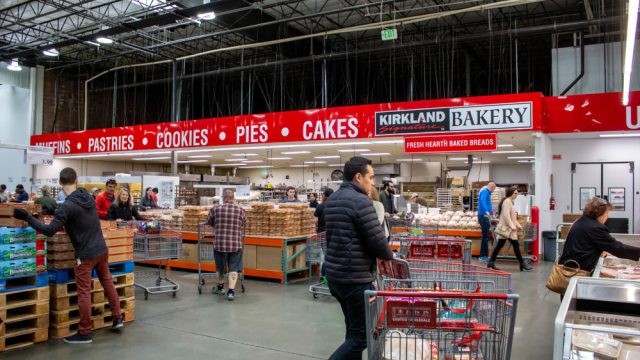 Shoppers in the bakery section at Costco