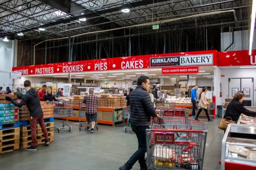 Shoppers in the bakery section at Costco