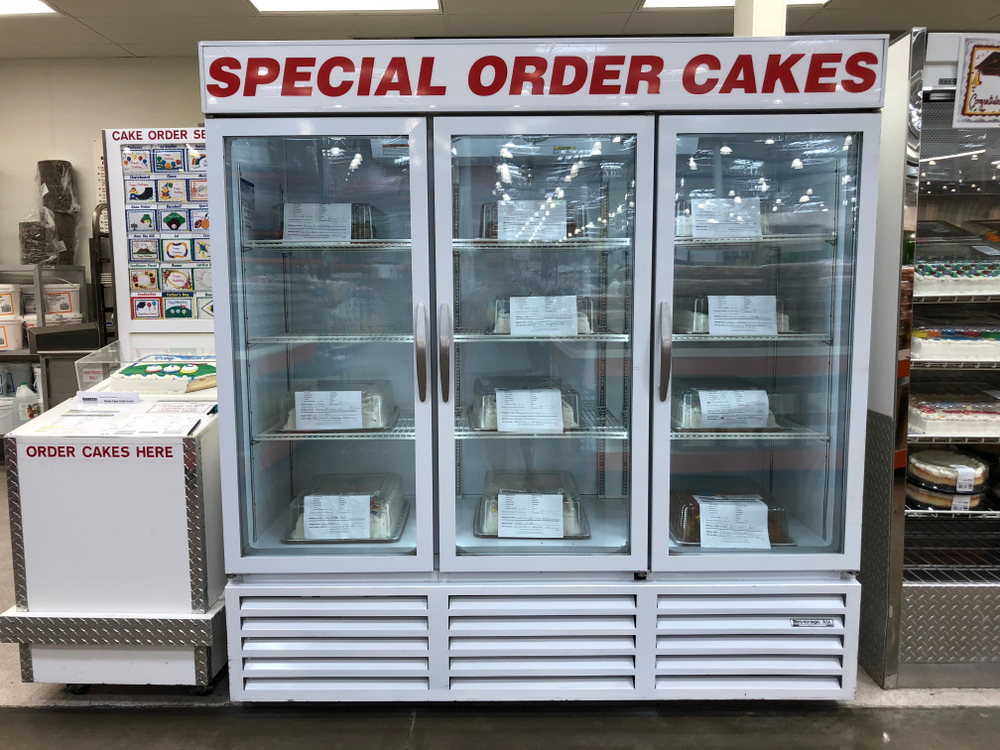 A special order cakes cooler at a Costco store