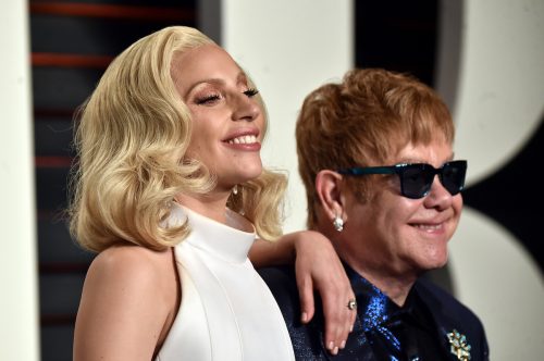 Lady Gaga and Elton John at the 2016 Vanity Fair Oscar Party