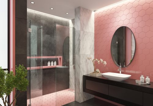 soft pink bathroom