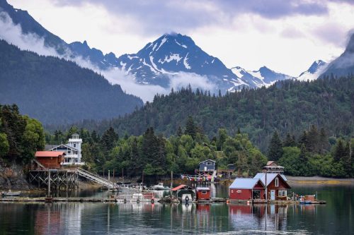 Cộng đồng Halibut Cove nằm trên Vịnh Kachemak từ Homer, Alaska