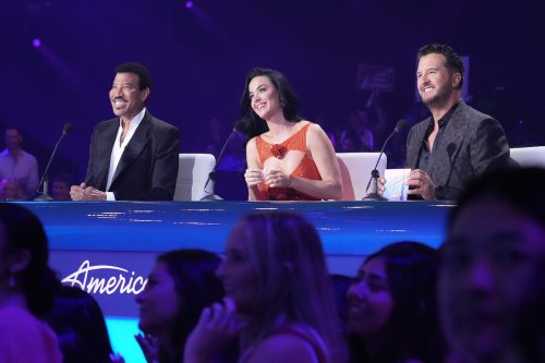 Lionel Richie, Katy Perry, and Luke Bryan on "American Idol" in May 2023