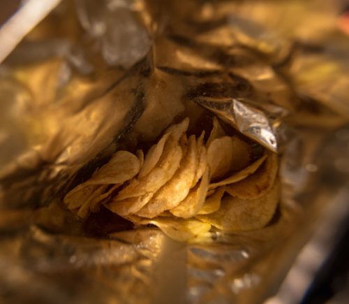 inside of a packet of crisps