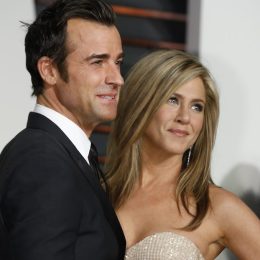 Justin Theroux and Jennifer Aniston at the 2015 Vanity Fair Oscar Party