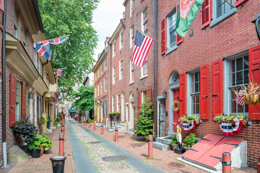 Elfreth's Alley in Old City district of Philadelphia.