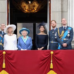 The royal family on the balcony with the Queen