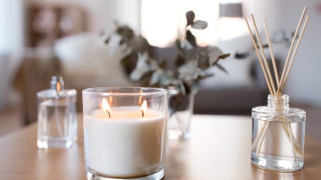 Home with candles: hygge concept