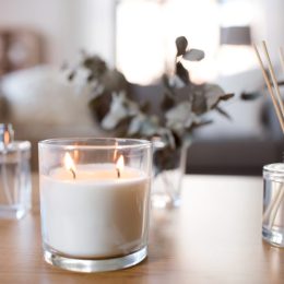 Home with candles: hygge concept