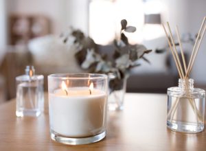 Home with candles: hygge concept
