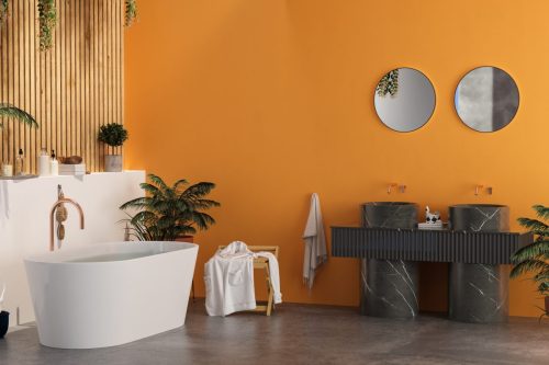 orange bathroom
