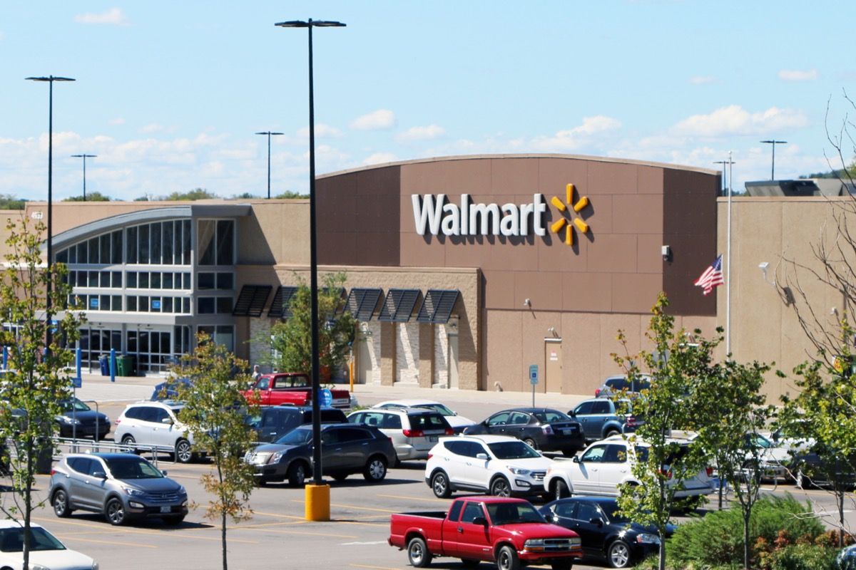 Walmart Supercenter Escalators Transport Customers Parking Stock