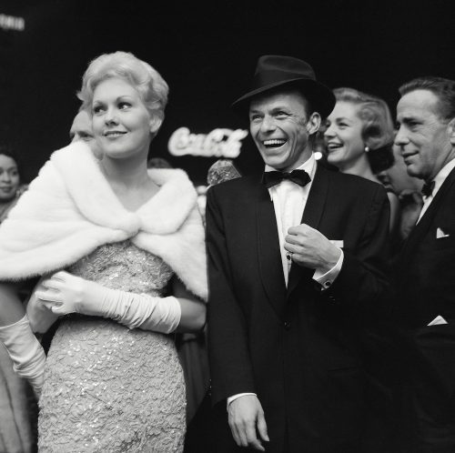 Kim Novak, Frank Sinatra, Lauren Bacall, and Humphrey Bogart at the premiere of "The Desperate Hours" in 1955