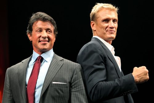 Sylvester Stallone and Dolph Lundgren at the premiere of "The Expendables" in Tokyo in 2010