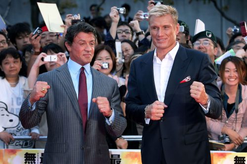 Sylvester Stallone and Dolph Lundgren at the Tokyo premiere of "The Expendables" in 2010
