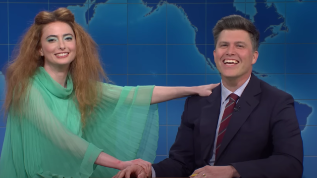 Sarah Sherman and Colin Jost on "SNL" in April 2023